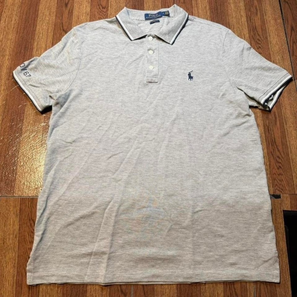 Polo Ralph Lauren Grey Classic Button Golf Dress Polo Shirt Medium